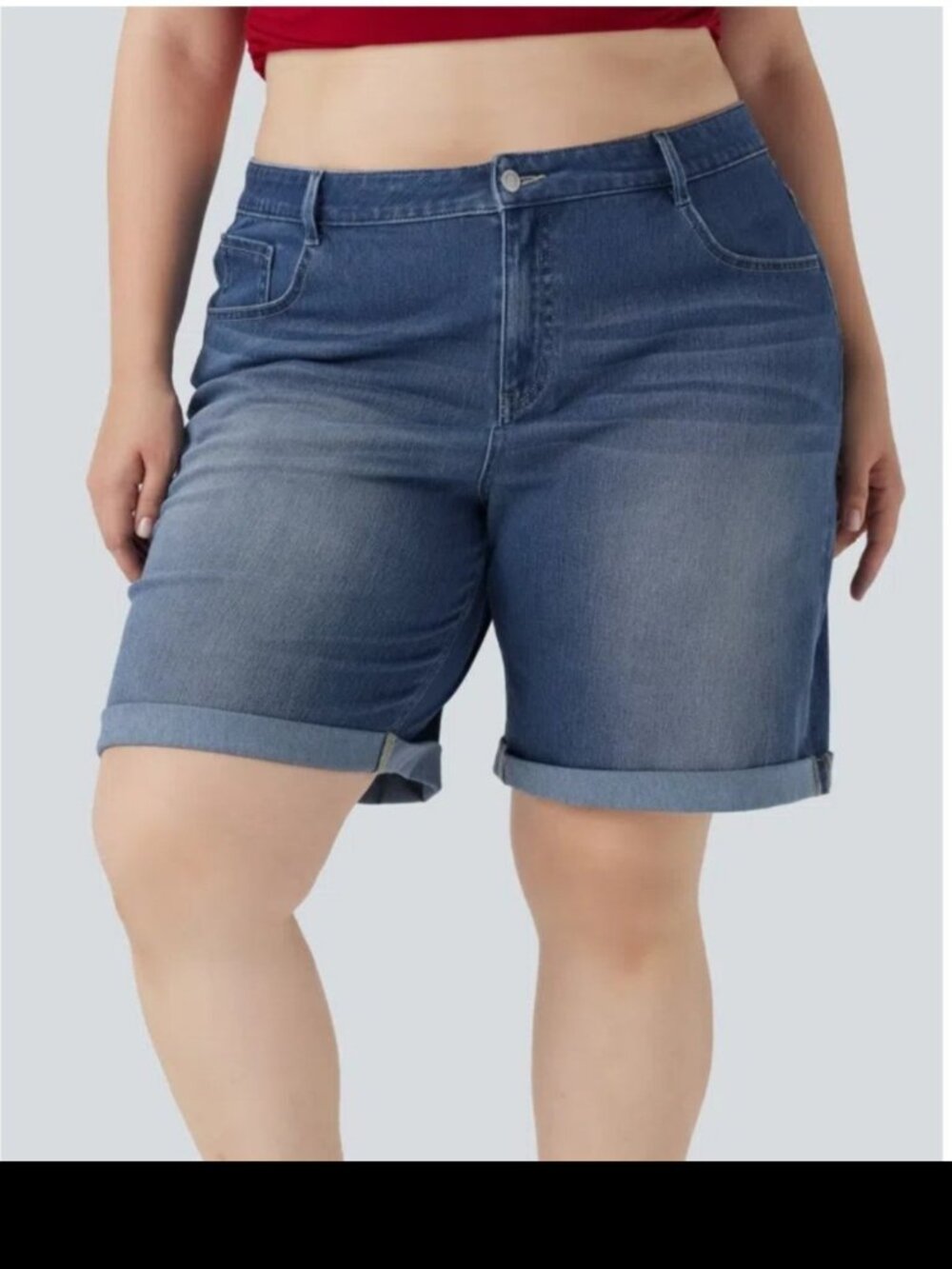 halara 2 Halara Flex Denim* Halara Flex High Waisted Rolled Hem Burmudas